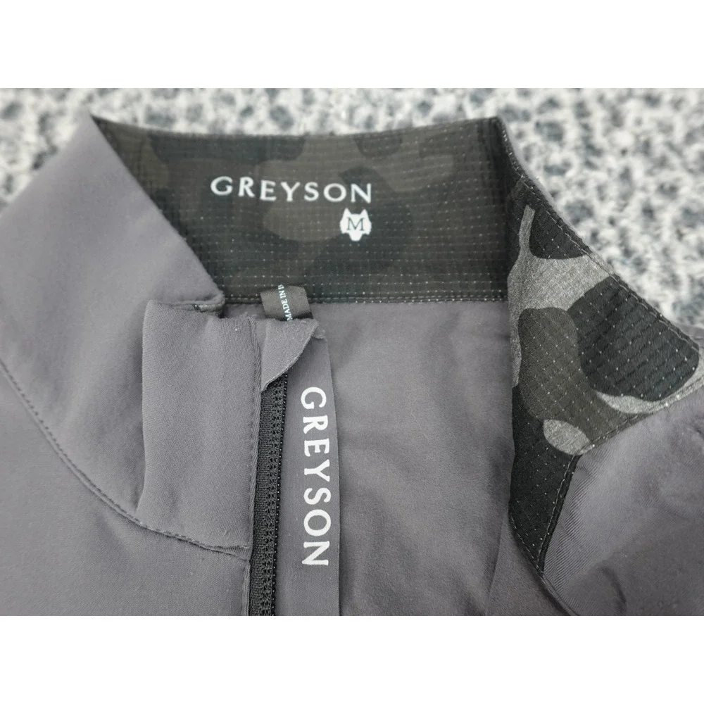 Greyson Quarter Zip Pullover‎ Mens Medium Gray Cadillac Logo Long Sleeve